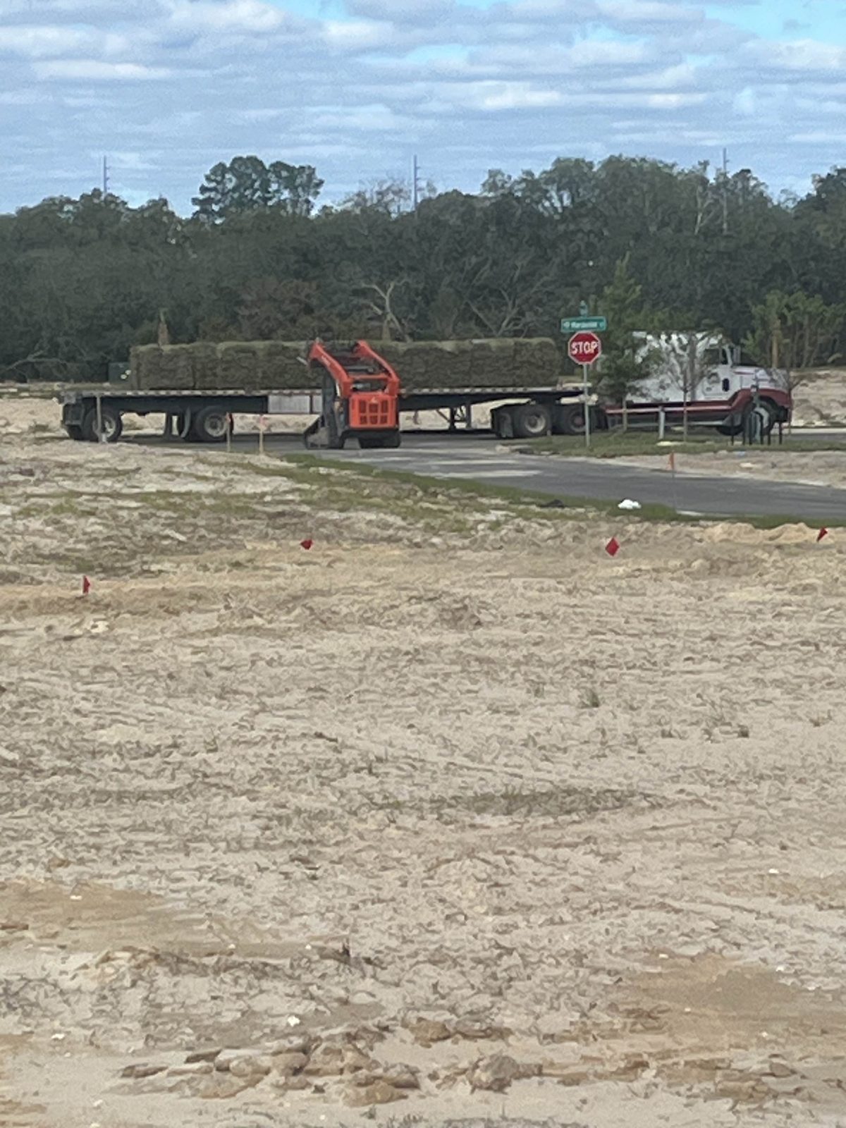 Pallets coming off the truck